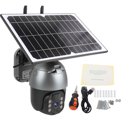 Caméra PTZ 4G 1080P Solaire Détection Mouvement PIR Vision Nocturne Couleur CCTV IP66 Etanche Fréquence UE (1/5)