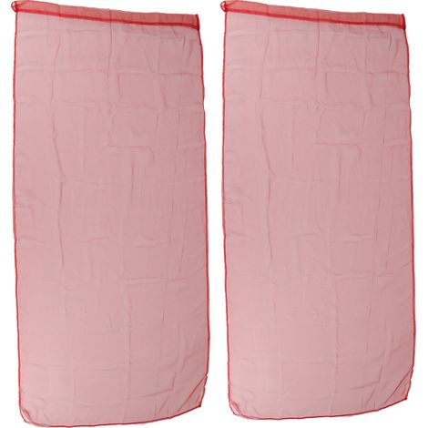 2 Rideaux de fenêtre rouges unis, respirants, doux et aérés, voilages pour chambre et salon, lot de 2 (1/5)