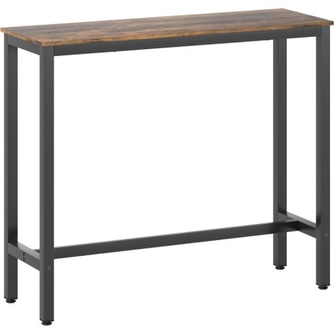Wood Effect Rectangular Bar Table for Small Spaces-Rustic Brown Coffee Table for Kitchen,Breakfast Dining,Industrial Style (1/5)