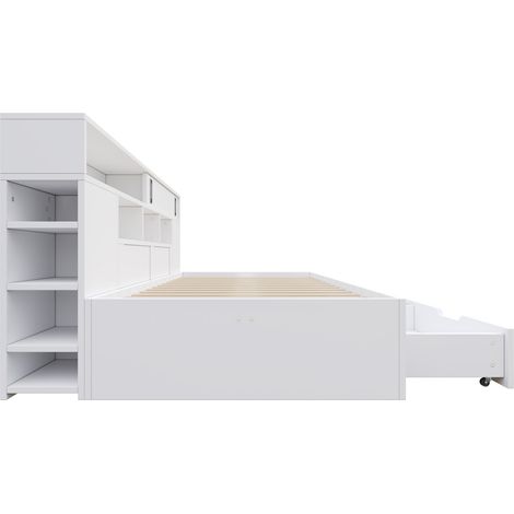 Letto per bambino 90 x 200 cm con contenitori in MDF bianco HOMVRA