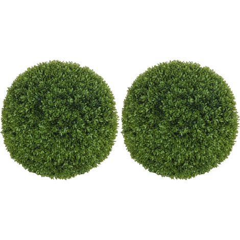 Juego de 2 bolas de boj artificial de 40 cm, planta decorativa de plástico verde (1/5)