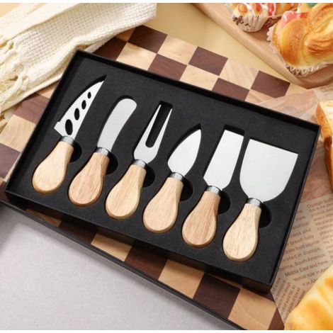 Käsemesser Set 6 Stück Kleine Käsemesser Bambus Edelstahl In edler Geschenkbox (1/5)