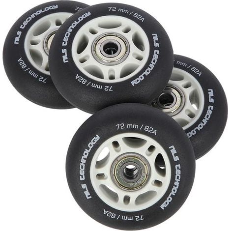 PU 72x24 82A SCHWARZ MATT (4 Stück) + ABEC-9 (8 Stück) NILS EXTREME SET (1/5)