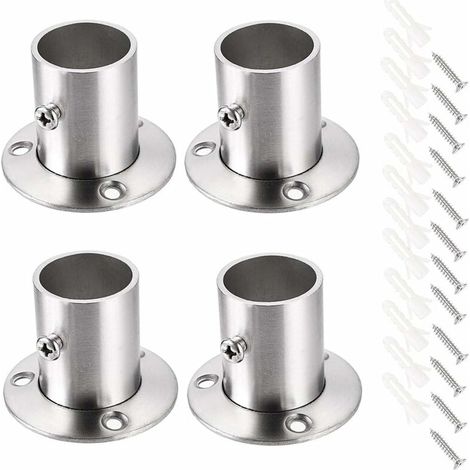 Lot de 4 supports de tringle à rideau en acier inoxydable poli – Pour tringles de 23 à 25 mm – Installation facile avec matériel inclus