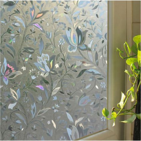 Fijaciones antiestáticas para ventanas sin pegamento, lámina antivaho y antisolar con diseño de flores en 3D para baño, dormitorio y sala de estar. (1/5)