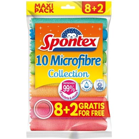 Spontex Panni in microfibra multicolore confezione da 10