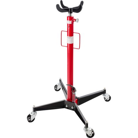 Vérin de fosse hydraulique AREBOS - Acier - 500 kg - Rouge et Noir - Réglable en hauteur de 105 à 185 cm - Avec 4 Roulettes