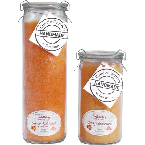 Candle Factory Kerzen-Set Orange Zedernholz Big + Mini Jumbo Duftkerze (1/5)