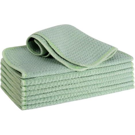 8x Mikrofasertücher Salbeigrün Waffelmuster 20x20cm fusselfrei saugfähig (1/5)