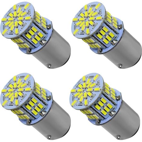 1157 Weiße LED-Lampen, 4 Stück, 6000–7000 K, 12–24 V, P21/5 W, 1214 lm, für Bremslichter, Blinker und Rücklichter (1/4)
