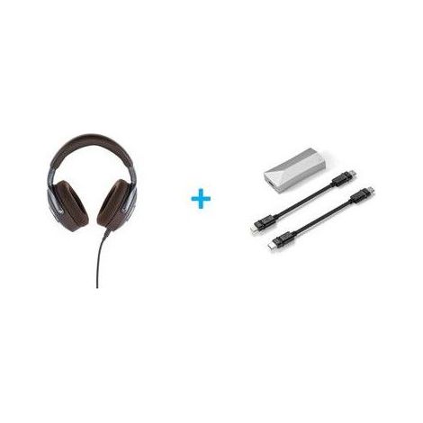 Un Casque ouvert circum-aural avec et sans fil Focal Hadenys Marron + Un Adaptateur DAC Hi-Fi Astell&Kern AK HC-4 USB-C vers Lig