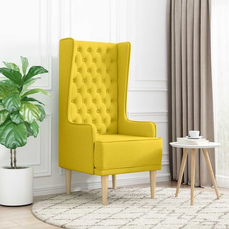 vidaXL Silla de respaldo alto con capitoné con botones Amarillo Claro (1/5)