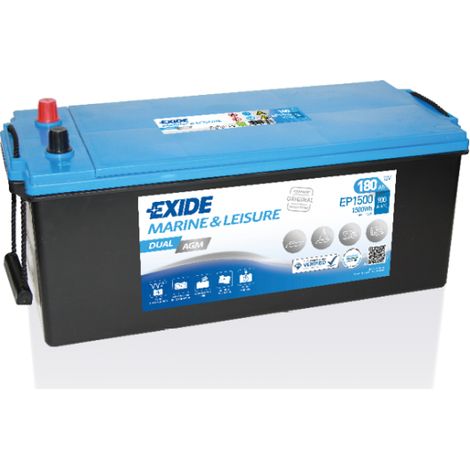 BATTERIE EXIDE AGM MARINE - LOISIRS D05 12V 180AH 900A 513X223X223 +G EP1500 (1/5)