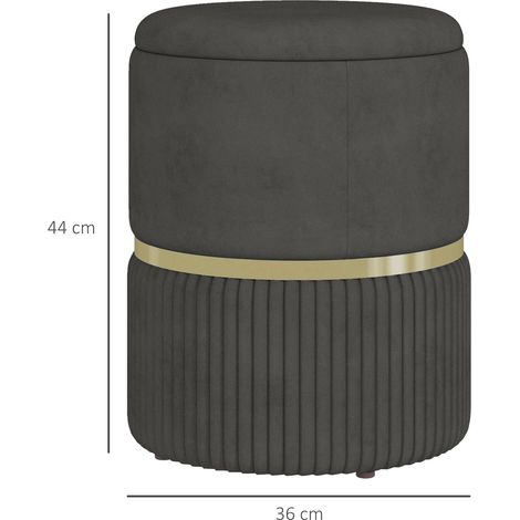 Pouf de salon, Ce petit tabouret de rangement aux dimensions compactes à, gris velours, dim. 36L x 36l x 44H cm (1/5)