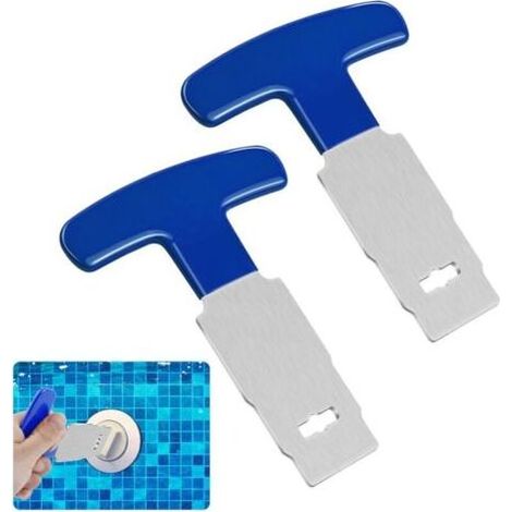BUNTHAUS Lntyq Lot de 2 outils de retrait de bouchon de piscine avec poignée, outil de retrait de siège oculaire en métal amélioré pour piscine au-dessus et creusée, spa de retour, raccords d'admissio (1/5)