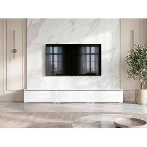 AX LIVING Lowboard TV Kommode 3x100 Barvo Weiß Matt/Hochglanz Stehend