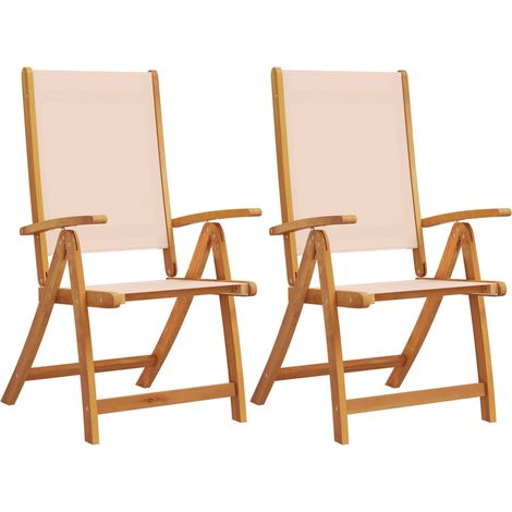 vidaXL Sedie da Giardino Pieghevoli 2 pz Massello Acacia e Textilene (1/5)