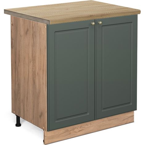 Armario bajo para fregadero Fame-Line, Verde dorado Casa de campo, 80 cm , ET Roble, Vicco