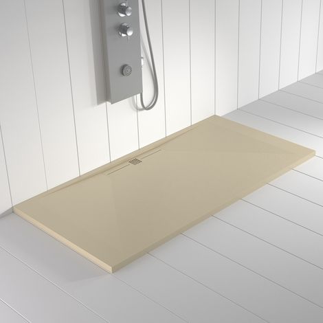 Receveur de douche Resine WIDE Creme (grille coloure) - 80x110 cm - Grille + Valve OFFERTE (1/5)