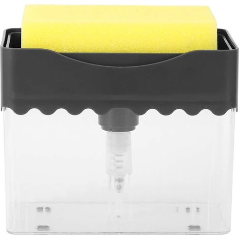 Distributeur de détergent de Savon, récipient de Distributeur de détergent Automatique de Cuisine avec Accessoire d'éponge de Lavage de Vaisselle pour Salle de Bain de (1/5)