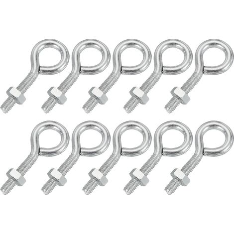Piton À Œil - 10 Pcs - Acier Au Carbone - Filetage M4x20mm - Pour Suspension Et Fixation - Argent (1/5)