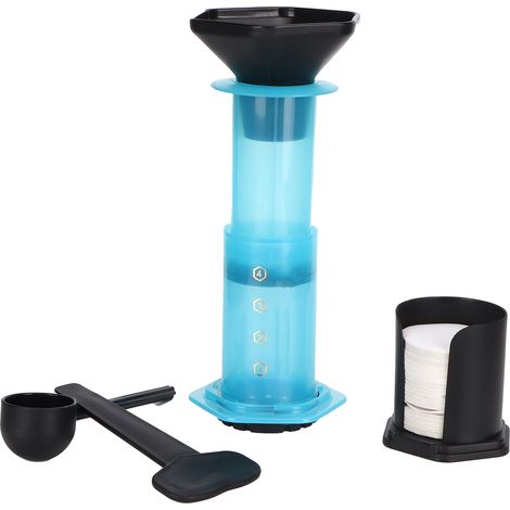 Tragbare Kaffeepresse, Hauskaffeemaschine mit 400 Papierfiltern, blau (1/5)