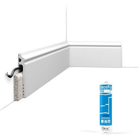 Orac – Pack de 10 mètres plinthe de rénovation SX186 – Surplinthe décorative en Duropolymer – Résistante aux chocs et à l'eau – Facile à peindre