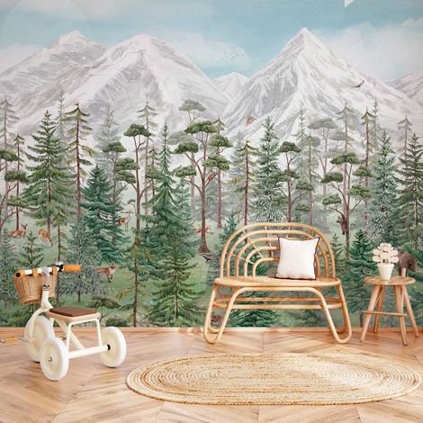 Papier peint panoramique animaux en montagne papier peint (1/5)