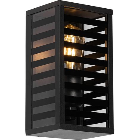 Moderne Außenwandleuchte schwarz mit Rauchglas 26 cm IP44 - Reims