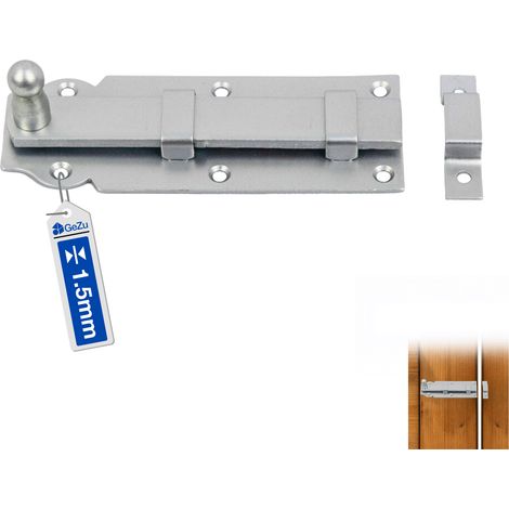 Verrou de porte galvanoplastie 100 x 45 mm – targette blindée compacte pêne coulissant robuste verrou transversal cadenassable en acier – Verrou baionnette – GeZu Impex