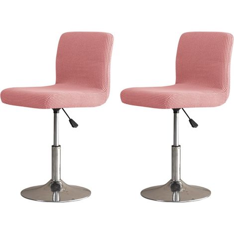 Lot de 2 housses de chaise élastiques, également adaptées aux chaises pivotantes, tabourets de bar et tabourets de bar, rose. (1/4)