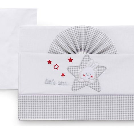 Italbaby Stickerei Bettwäsche-Set 3-teilig Little Star Grau 100% Baumwolle