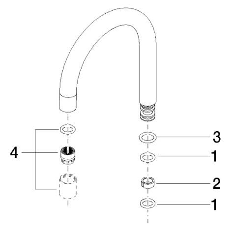 Dornbracht 90282221000-06 Bec verseur carré Pièces de rechange
