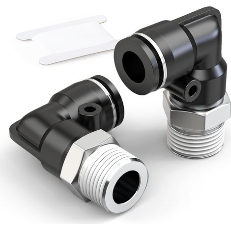 Coude mâle 12mm OD Tube x 3/8 Inch BSP Raccords Push to Connect PL12-03 (Pack de 2) (1/5)