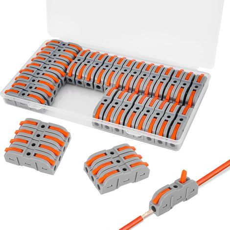 35 x Quick Electric Connectors with Domino Lever, Automatic Connection Terminals, Waterproof 1-Wire 2-Input Electrical Connector and Can Be Freely Combined Electrical Terminal Block (1/5)