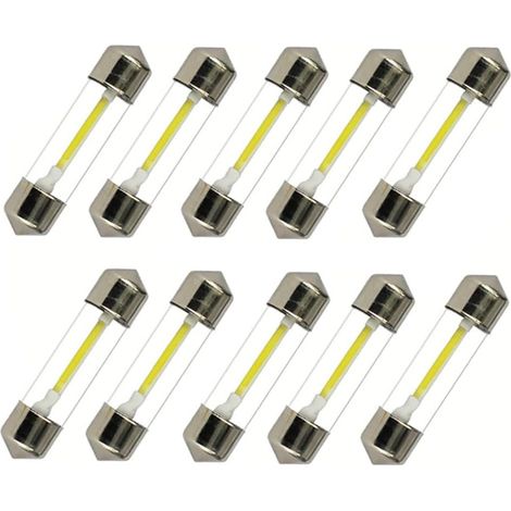 Pack of 10 Warm White 12V 41mm/42mm License Plate Light Bulbs Interior Boot Glove Box 3000K (41mm) (1/3)