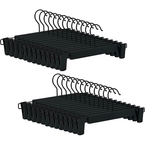 20 Cintres Antidérapants Clips Réglables Crochets Pivotants 360° Noirs (1/5)