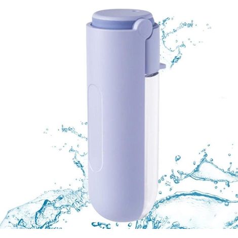 Tragbare 420-ml-Trinkflasche für Hunde, drehbare Trinkflasche in Form eines Waschbeckens, leichter, tragbarer Wasserspender für Katzen und Hunde, ideal für Reisen und Wanderungen, Lila
