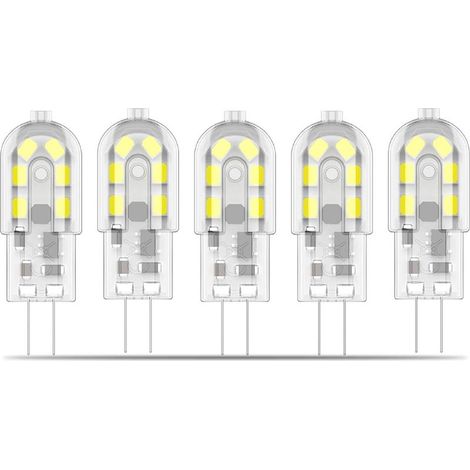 Ampoules LED G4, 2 W remplacent les ampoules halogènes 10 W-20 W, sans scintillement, blanc froid 6500 K, AC/DC12 V, non dimmable, ampoules à économie d'énergie, lot de 5 (1/5)