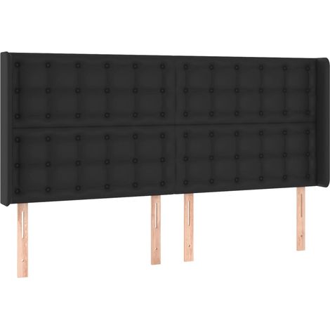 Testiera letto accessorio camera da letto mobile imbottito con bordo laterale 203 x 16 x 118/128 cm sintetico nero TDL0204502