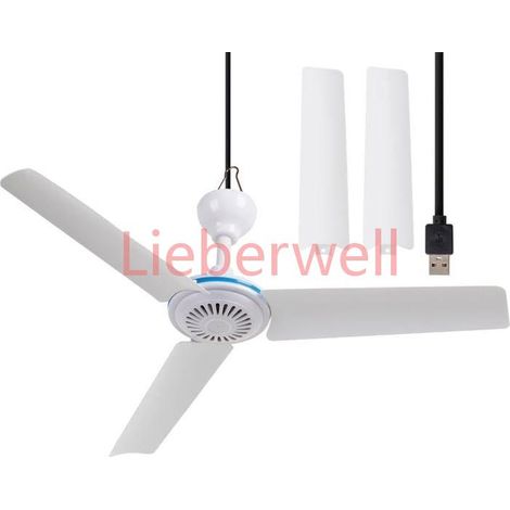 Petit Ventilateur de Plafond USB 19,7" Ventilateur de Plafond Portable pour Power Bank Intérieur et Extérieur Salle de Tour Table (1/5)