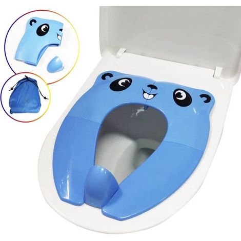 Siège de toilette enfant Repus Panda - Réducteur de WC pour enfants - Aide à l'apprentissage de la propreté - Antidérapant - Bleu (1/3)