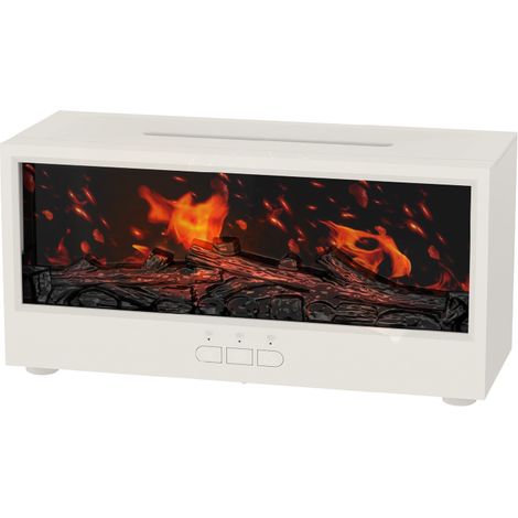Diffuseur d'arômes créatif (blanc), télécommande, humidificateur à flamme colorée, arrêt automatique en cas de manque d'eau, 150 ml (1/5)