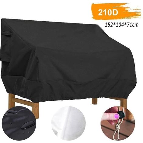 Housse de Protection pour Banc, Housse Banc Jardin Tissu Oxford Imperméable, Housse de Banc Exterieur ,Noir, 15210471cm (1/3)