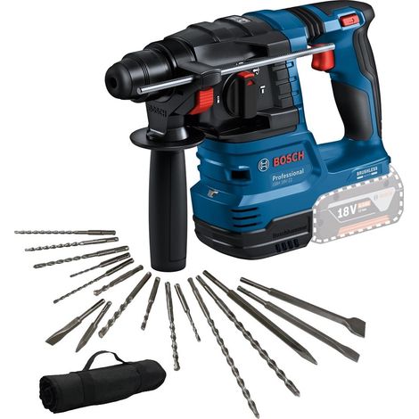 Bosch GBH 18V-22 SDS + Brushless Cordless Rotary Hammer Drill + 17 Piece SDS Set (1/5)