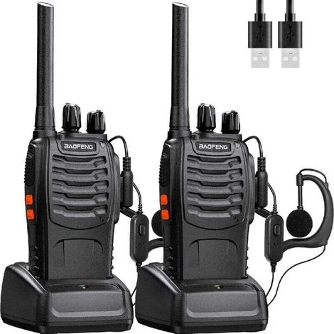 Talkie walkie professionnel 16 canaux – Longue portée 10km – Rechargeable avec batterie 1500mAh – Oreillette incluse – USB chargeur (1/5)