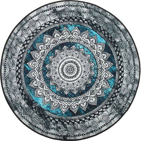 Tapis Rond Bohème 80 CM Mandala Tapis de Sol Antidérapant de Bureau en Matériau Résistant à L’Usure Léger et Doux Salon la Cuisine Couloir (1/5)