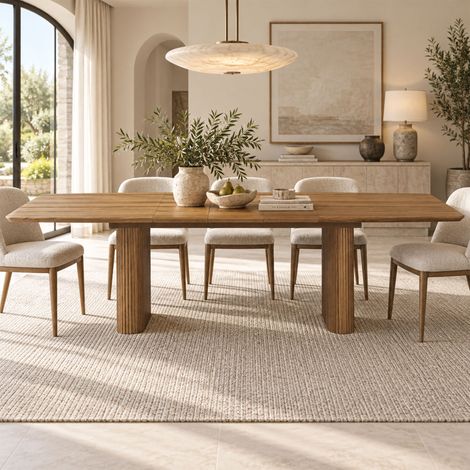 Table à manger extensible 220-340cm effet chêne vernis naturel - JOLDI (1/5)