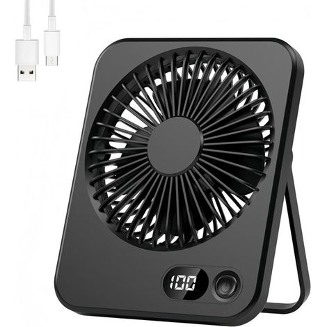 Mini portable USB fan - 5 speeds, quiet, rechargeable, for office, table, kitchen or bedroom (1/5)