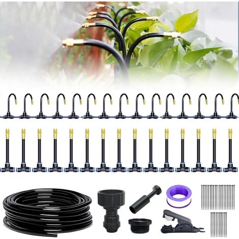 1 Système D'irrigation Goutte À Goutte, Arrosage Automatique 360°, Tuyau PE Et Laiton, Pour Jardin Terrasse Serre